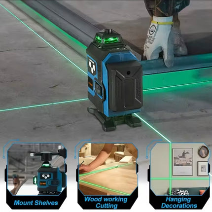 Jemi 4D 16-Line Laser Level 360° x4 | Self-Leveling + LCD Touch | Remote + 1 Battery + Carry Bag 🧰