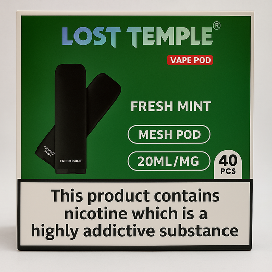 Lost Temple® Fresh Mint Vape Pods - 40 Pack | 20ML/MG Mesh Pods