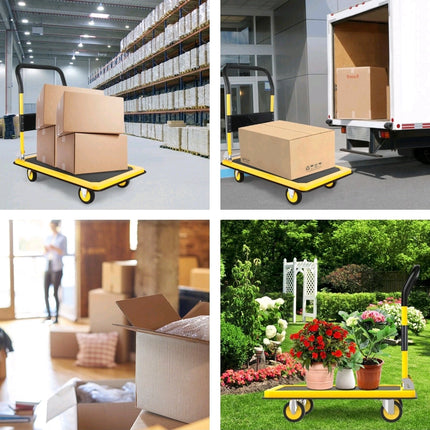 4 Wheel Heavy Duty Folding Sack Truck 150kg - Hand Cart Platform Trolley Dolly