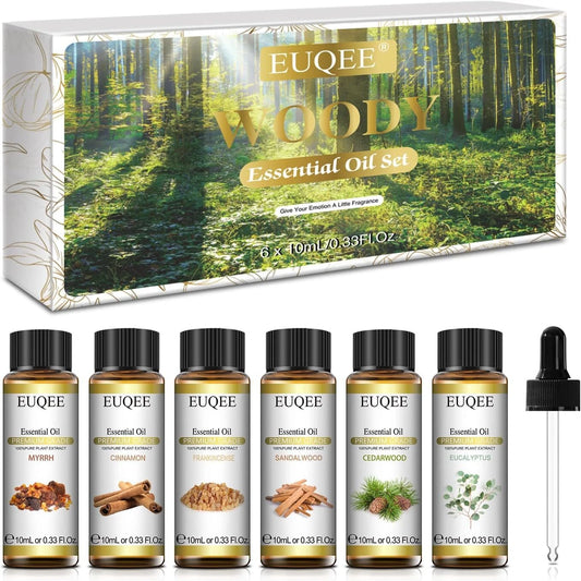 Woody Essential Oil Set of 6 Pure Oil Gift Set for Diffusers Soap Candle Making 6x10ml