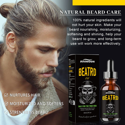 🔥 Boomoon Beard Oil for Men – Natural Beard Growth, Softens & Hydrates | 30ml 🧔‍♂️✨