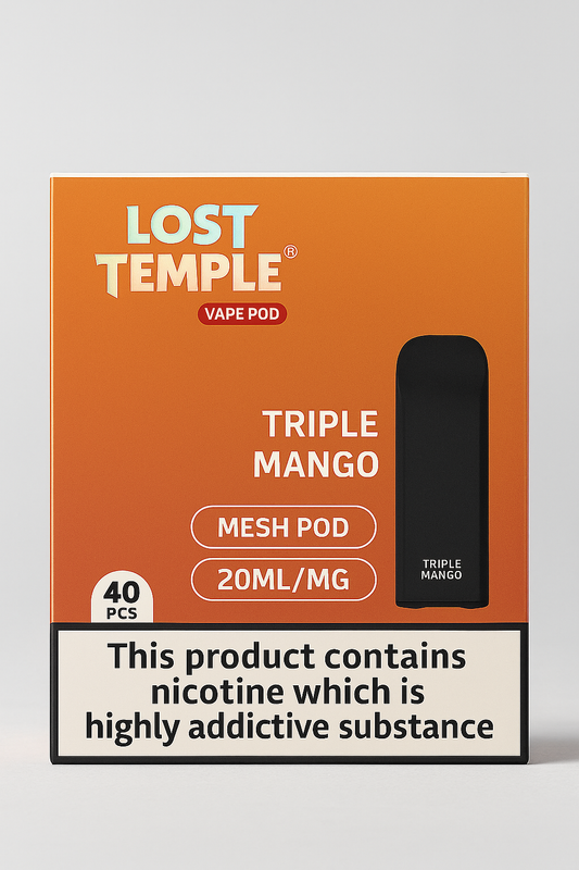 Lost Temple Triple Mango Mesh Vape Pods – 40 Pack