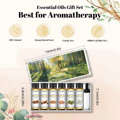 Woody Essential Oil Set of 6 Pure Oil Gift Set for Diffusers Soap Candle Making 6x10ml