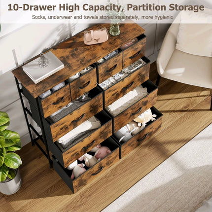 Fabric Chest of Drawer 10 Drawers Dresser Steel Frame Wardrobe Storage Organizer