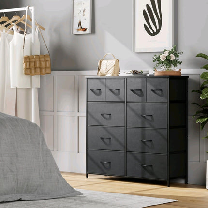 Fabric Chest of Drawer 10 Drawers Dresser Steel Frame Wardrobe Storage Organizer