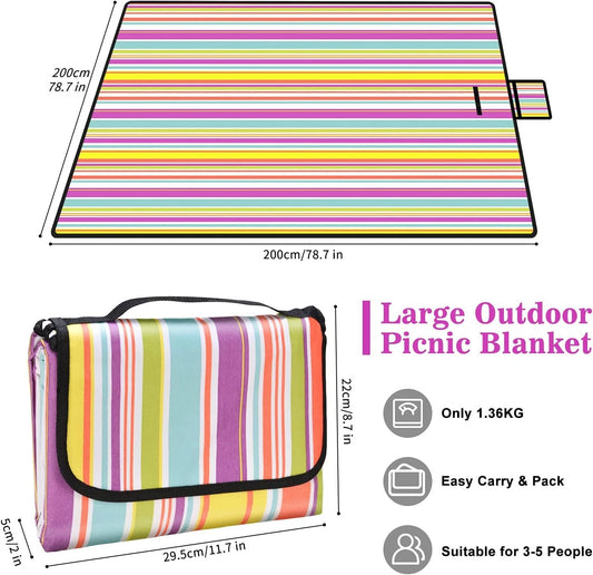 200x200cm Extra Large Picnic Blanket Waterproof Garden Camping Mat Tent Carpet