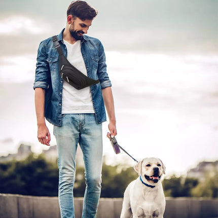 Waist Bag Black Belt Waterproof 4 Zipper Pockets Outdoor Sports Hiking Jogging