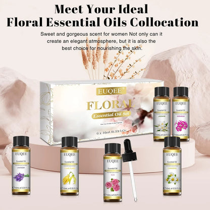 Floral Essential Oil Set of 6 Pure Oil Gift Set for Diffusers Soap Candle Making 6x10ml