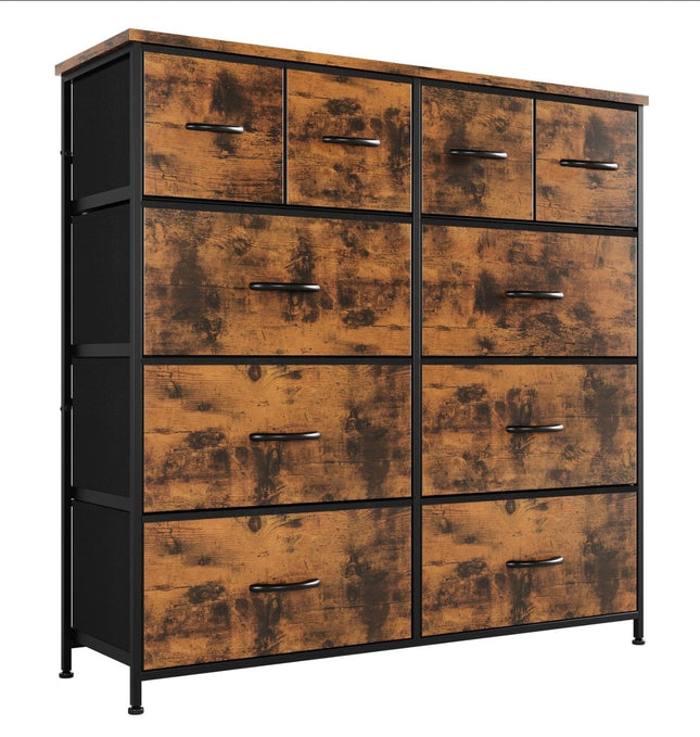 Fabric Chest of Drawer 10 Drawers Dresser Steel Frame Wardrobe Storage Organizer
