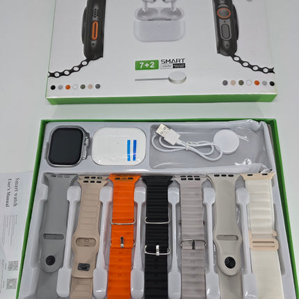 ⌚🎧 T3000 Ultra Smartwatch + Wireless Earbuds Set | 7+2 Bands | Fitness & Calls 🔥