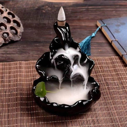 ✨ Waterfall Backflow Incense Burner – Relaxing Smoke Fountain Ceramic Holder | Zen Aromatherapy Home Decor 🧘‍♀️🌿