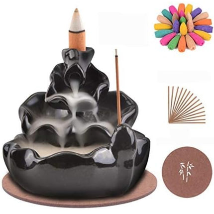✨ Waterfall Backflow Incense Burner – Relaxing Smoke Fountain Ceramic Holder | Zen Aromatherapy Home Decor 🧘‍♀️🌿