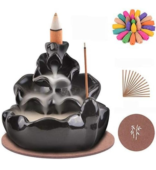 ✨ Waterfall Backflow Incense Burner – Relaxing Smoke Fountain Ceramic Holder | Zen Aromatherapy Home Decor 🧘‍♀️🌿