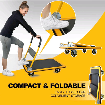 4 Wheel Heavy Duty Folding Sack Truck 150kg - Hand Cart Platform Trolley Dolly