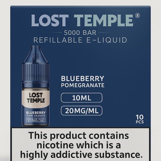Lost Temple® Blueberry Pomegranate 5000 Bar Refillable E-Liquid 10ml 20mg Nicotine