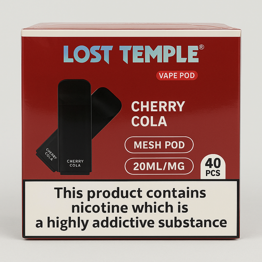 Lost Temple Cherry Cola Vape Pods - 40PCS | 20ML Mesh Pods | Smooth Cherry Cola Flavour