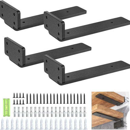 4 Pack Floating Shelf Brackets 20CM Heavy Duty Metal for Support Wall Hanging
