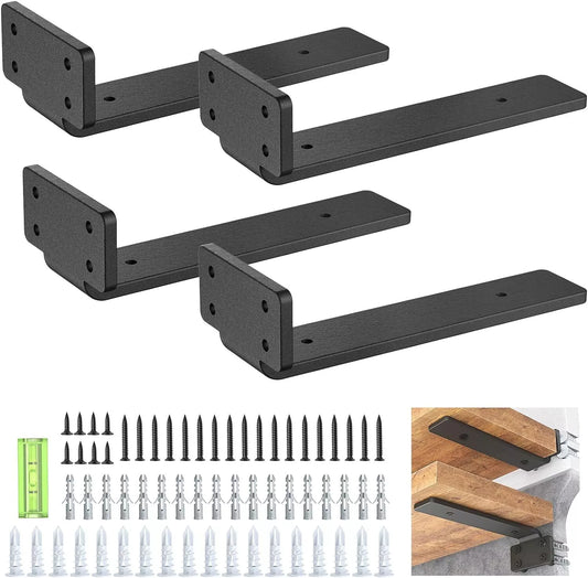 4 Pack Floating Shelf Brackets 20CM Heavy Duty Metal for Support Wall Hanging