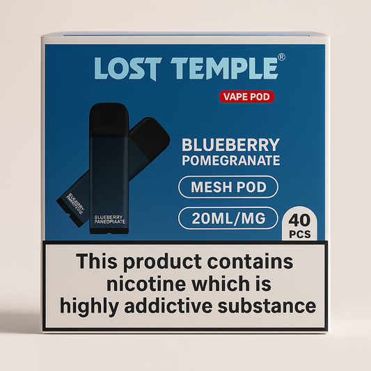 Lost Temple® Blueberry Pomegranate Vape Pods - 40pcs | Mesh Pod | 20ml/mg Nicotine