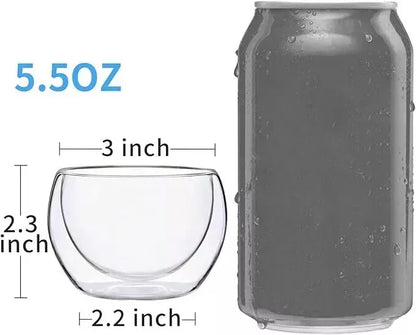 3 Pack 150ML Double Wall Thermo Insulated Glass Coffee Espresso Cups, 5 Ounce