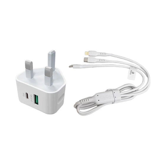 Pack USB C Plug UK iPhone Charger Fast Phone Apple USBC Lighting 2 in 1 Cable