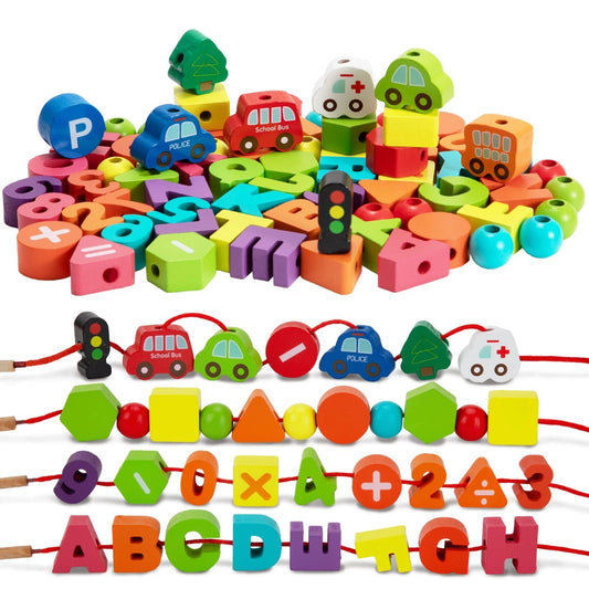 Baby Toys for 3 Years Old+ Girls Boys Gifts Toddler Threading Beads Shape Sorter