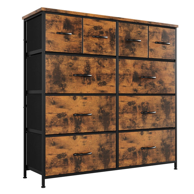 Fabric Chest of Drawer 10 Drawers Dresser Steel Frame Wardrobe Storage Organizer