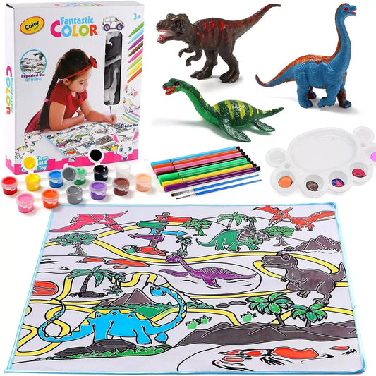 Paint Your Own Dinosaur Figurines Toys with Mat DIY Figurines Arts Crafts 3D