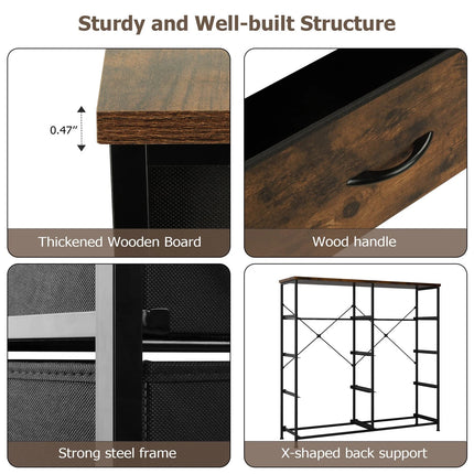 Fabric Chest of Drawer 10 Drawers Dresser Steel Frame Wardrobe Storage Organizer