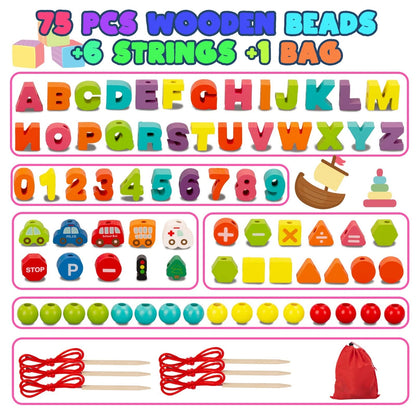 Baby Toys for 3 Years Old+ Girls Boys Gifts Toddler Threading Beads Shape Sorter
