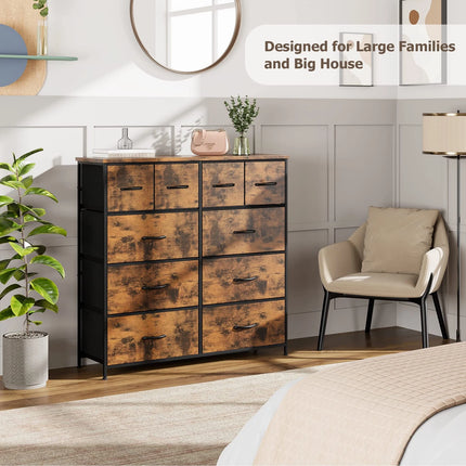 Fabric Chest of Drawer 10 Drawers Dresser Steel Frame Wardrobe Storage Organizer